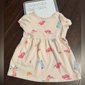 Western Print baby Dress - Cream, Pink, Blue
